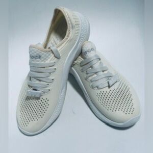 CROCS Women’s LiteRider 360 Pacer Almost White Casual Sneakers Shoes SZ 7